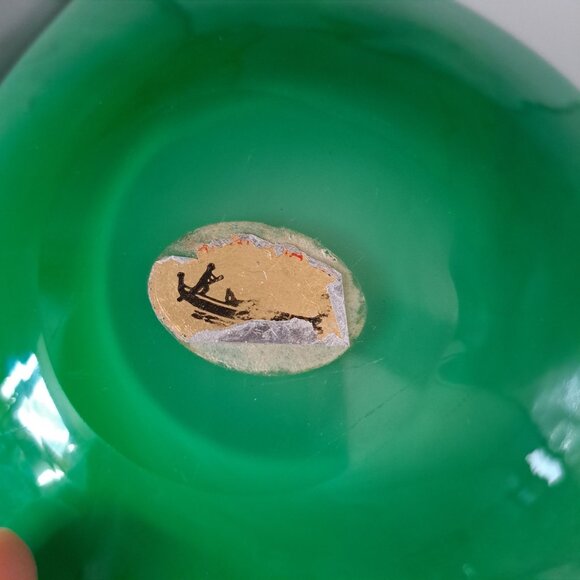 Murano Glass Bowl Tutti Frutti Handcrafted Decorative Art Piece Green Candy Dish - Picture 7 of 9